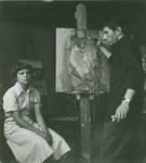 Painting class with Fred Segal '49 and Louise Fitzhugh '51, ca. 1949.