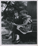 Language instructor Anita Walker and Jacqueline Clark ’50, 1950. by Hans Knopf