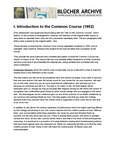 01-I. Introduction to the Common Course (1952) by Heinrich Blücher