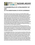 Fundamentals of a Philosophy of Art on the Understanding of Artistic Experience by Heinrich Blücher