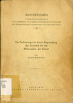 Die Bedeutung von Kants Begründung der Ästhetik für die Philosophie der Kunst by Walter Biemel