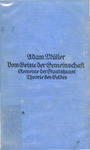 Vom Geiste der Gemeinschaft by Adam Heinrich Müller