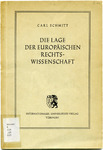 Die Lage der Europäischen Rechtswissenschaft by Carl Schmitt