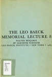 The Leo Baeck Memorial Lecture 8: Walter Benjamin by Gershom Scholem