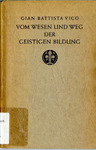 Vom Wesen und Weg der Geistigen Bildung by Giambattista Vico
