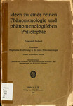 Ideen zu einer reinen Phänomenologie und phänomenologischen Philosophie